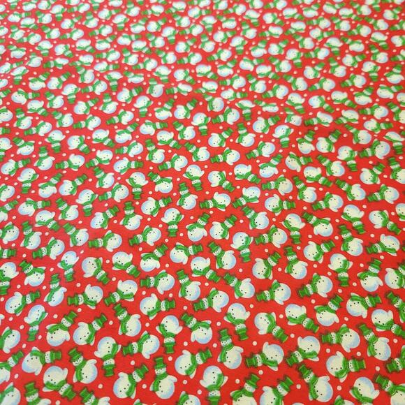 Cotton Fabric 1 Yd x 44" Snowmen Red Holiday Quilting Sewing Winter Holiday - Picture 8 of 10